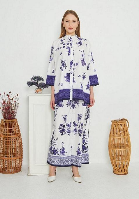 Blue Digital Printed Rayon Co ord Set