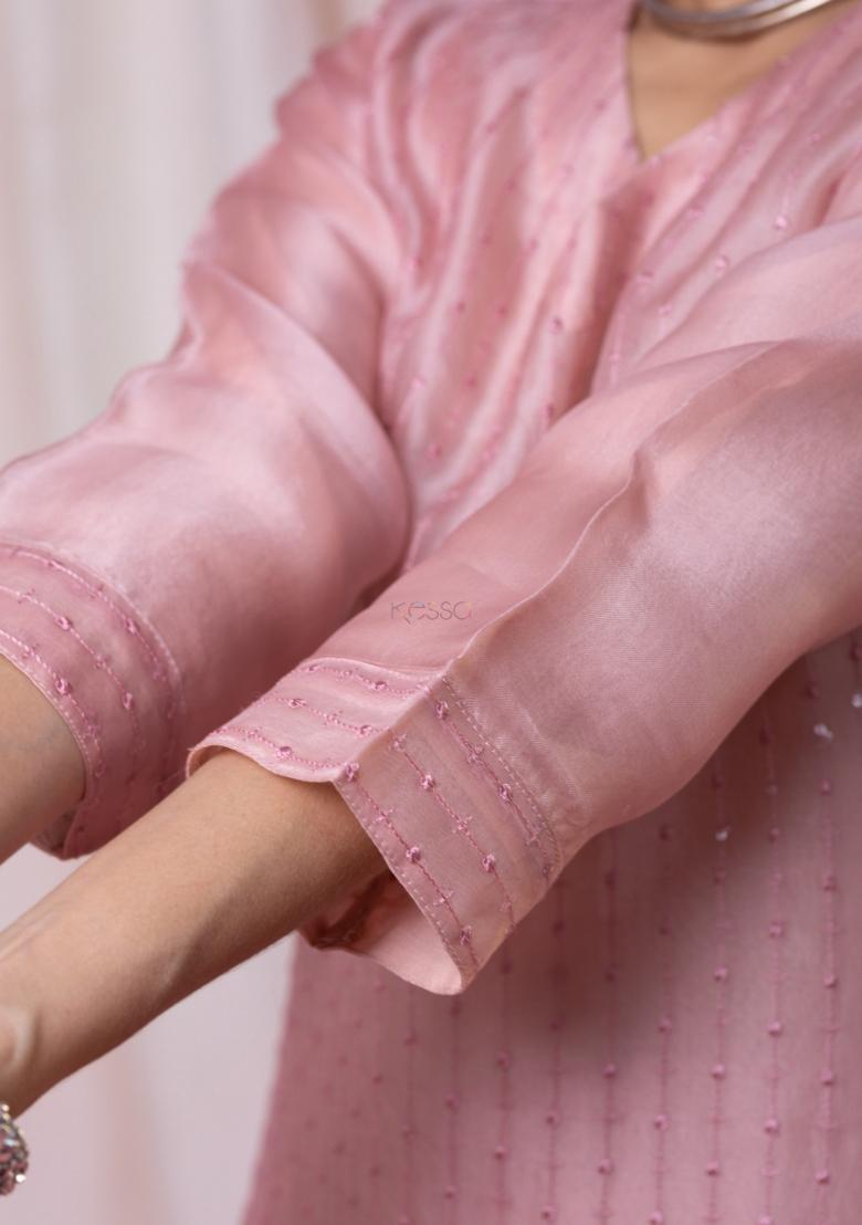 Pink Chanderi Viscose Salwar Kameez With Dupatta