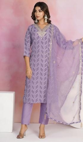 Onion Pink Embroidered Crepe Salwar Kameez With Dupatta