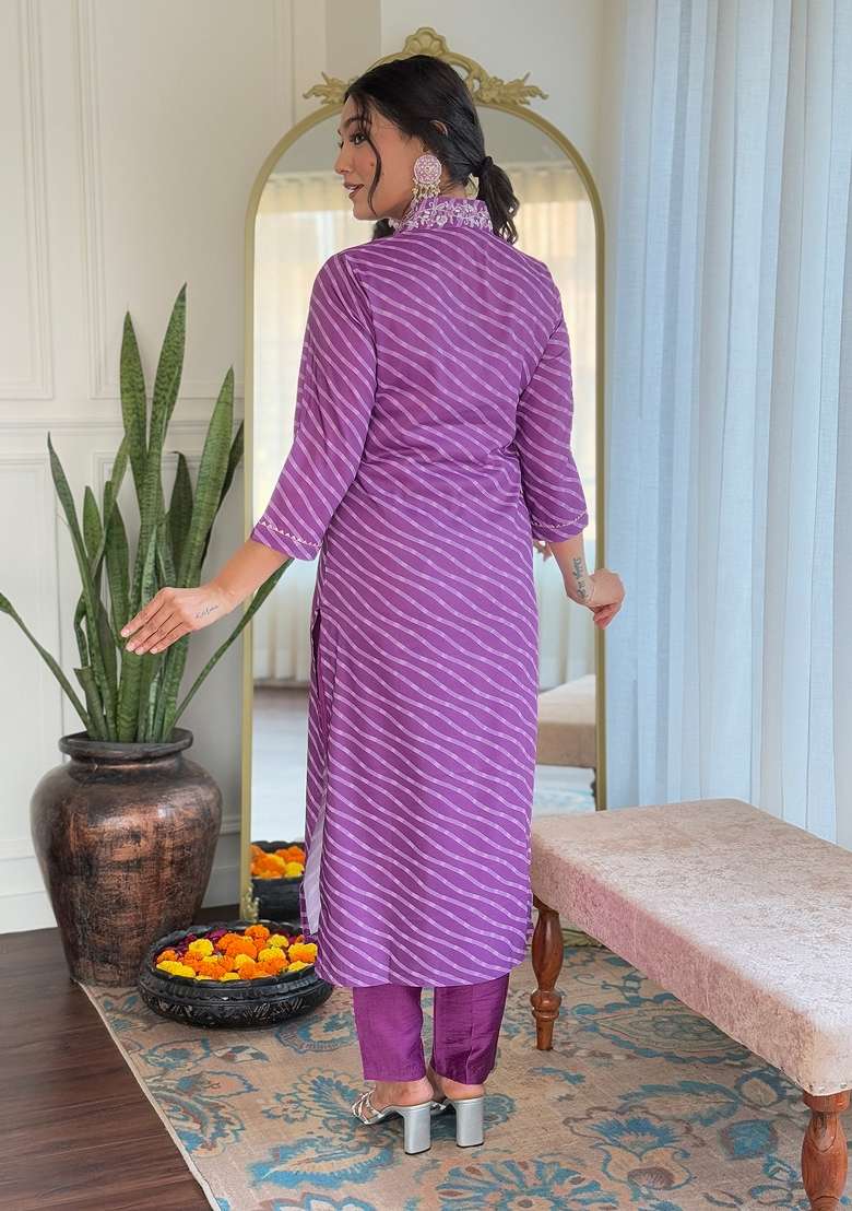 Rani Pink Embroidered Chinon Salwar Kameez With Dupatta - Indya