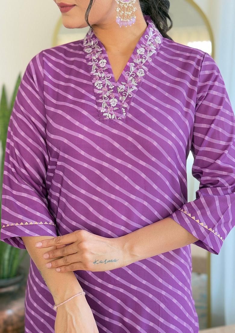 Rani Pink Embroidered Chinon Salwar Kameez With Dupatta