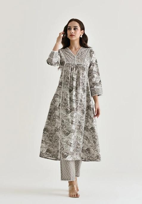 Grey Embroidered Rayon Salwar Kameez