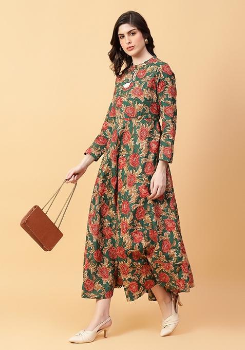 Green Printed Cotton Dress