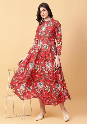 Red Printed Cotton Dress