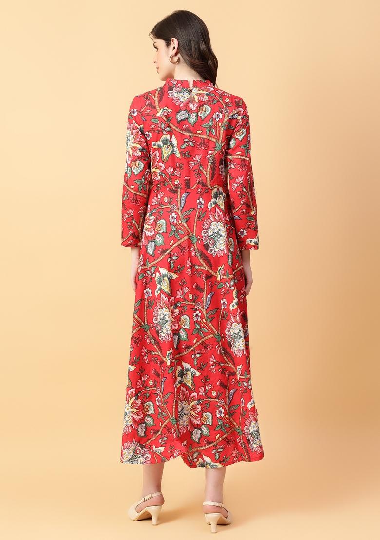 Red Printed Cotton Dress