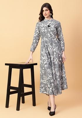 Grey Printed Cotton Dress