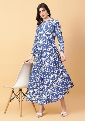 Blue Printed Cotton Dress