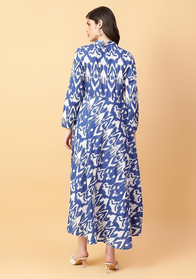 Blue Printed Cotton Dress