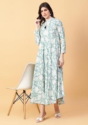 Green Printed Cotton Dress