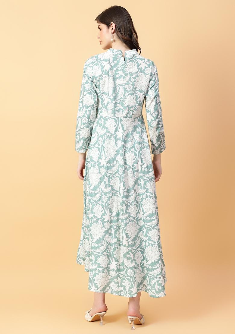 Green Printed Cotton Dress