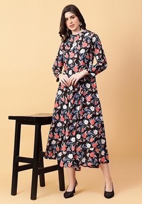 Black Printed Cotton Dress