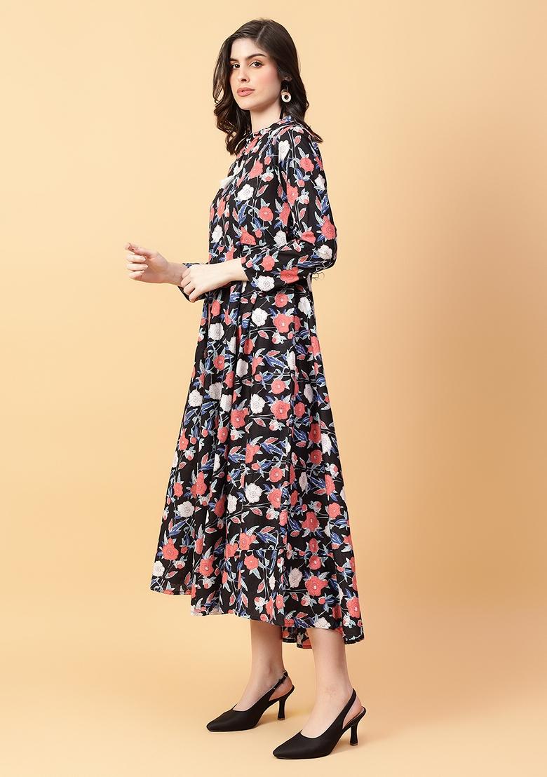 Black Printed Cotton Dress