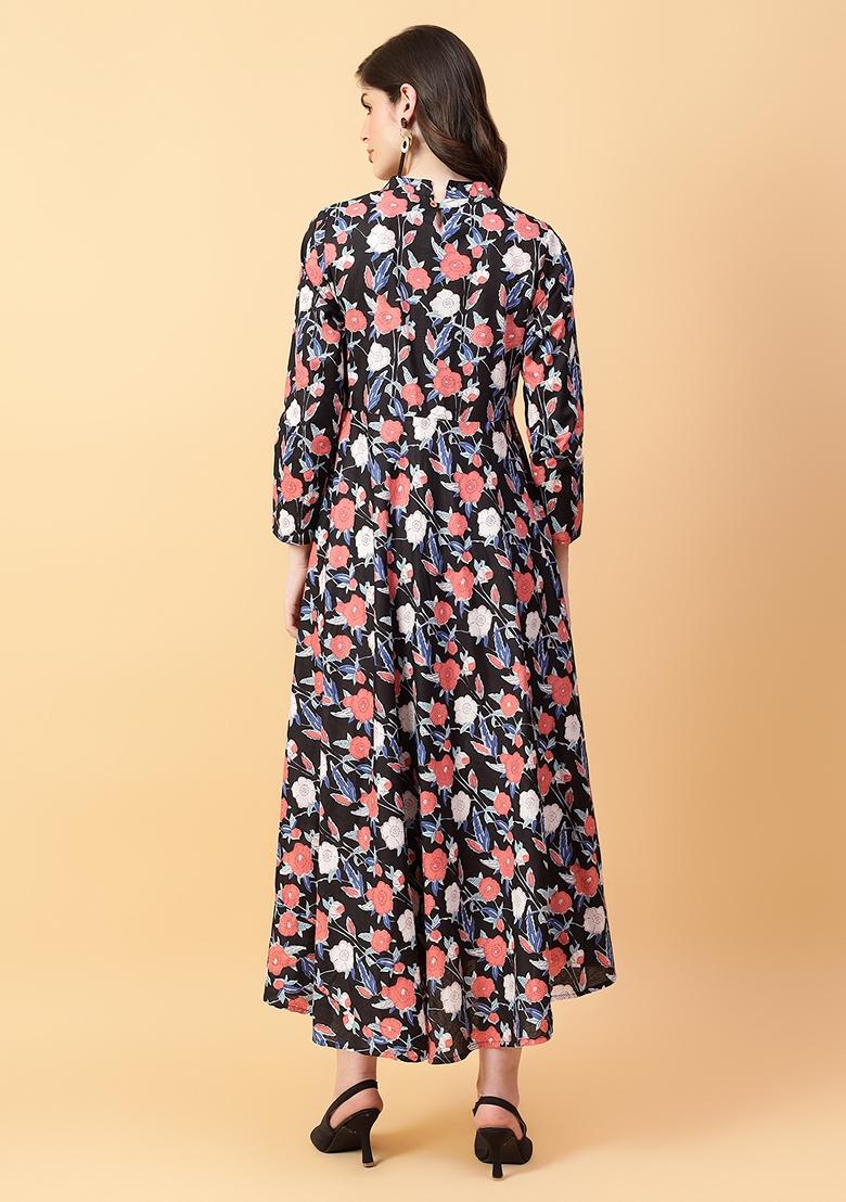 Black Printed Cotton Dress