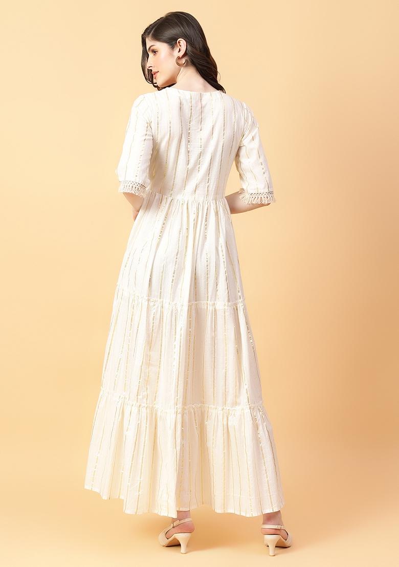 Cream Printed Cotton Dress