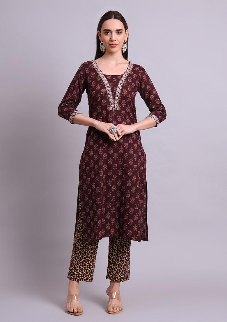 Black Embroidered Cotton Salwar Kameez With Dupatta