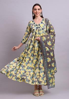 Yellow Embroidered Cotton Dress