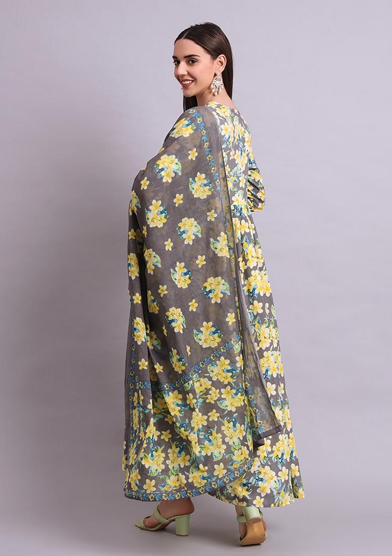 Yellow Embroidered Cotton Dress