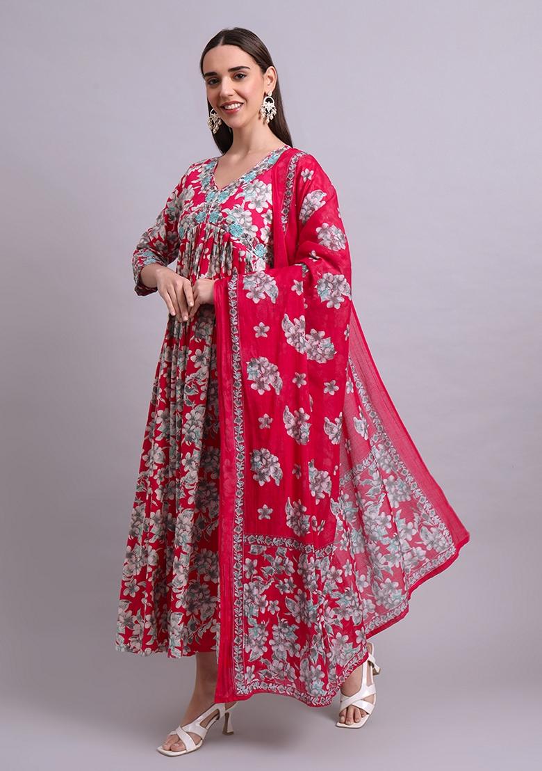 Red Embroidered Cotton Dress