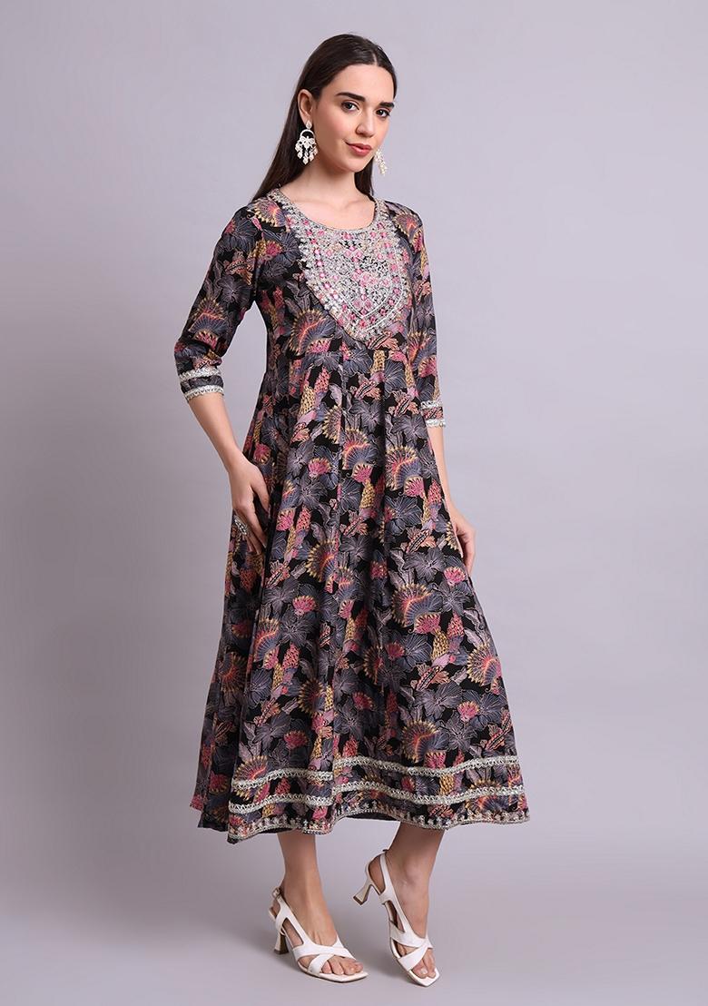 Black Embroidered Cotton Dress