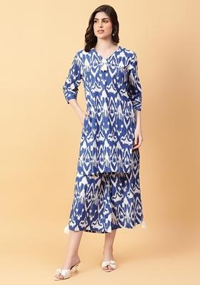 Blue Printed Cotton Co Ord Set