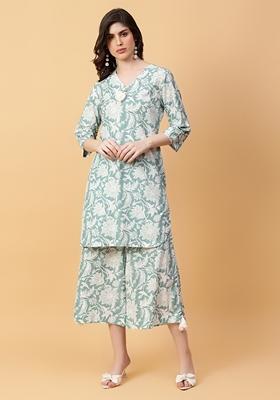 Green Printed Cotton Co Ord Set