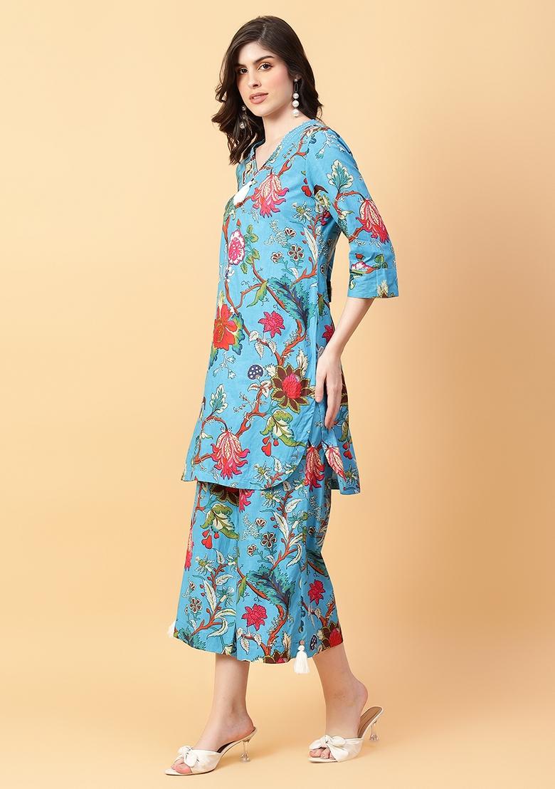 Black Printed Cotton Co Ord Set