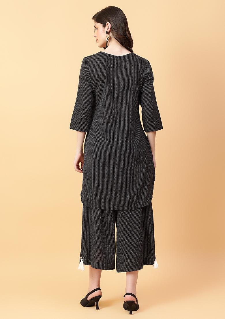 Black Printed Cotton Co Ord Set