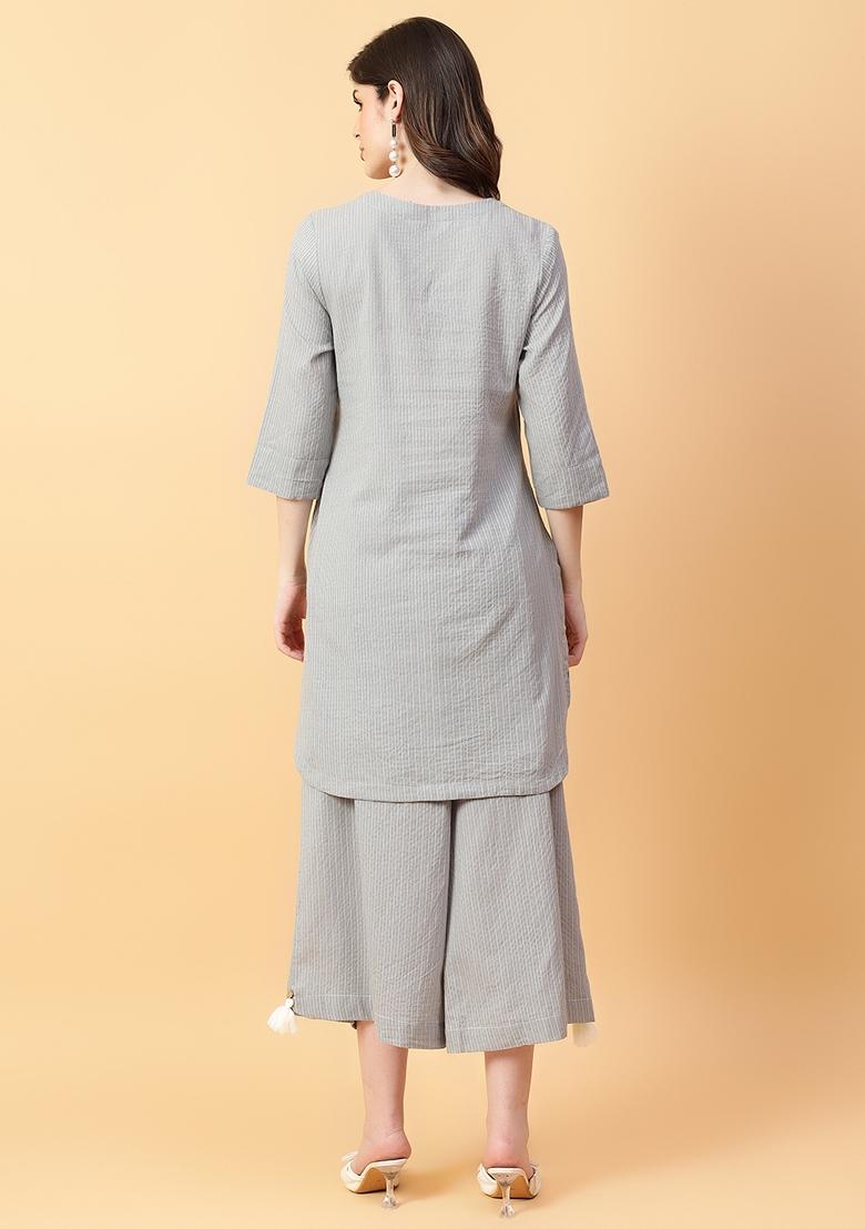 Grey Printed Cotton Co Ord Set