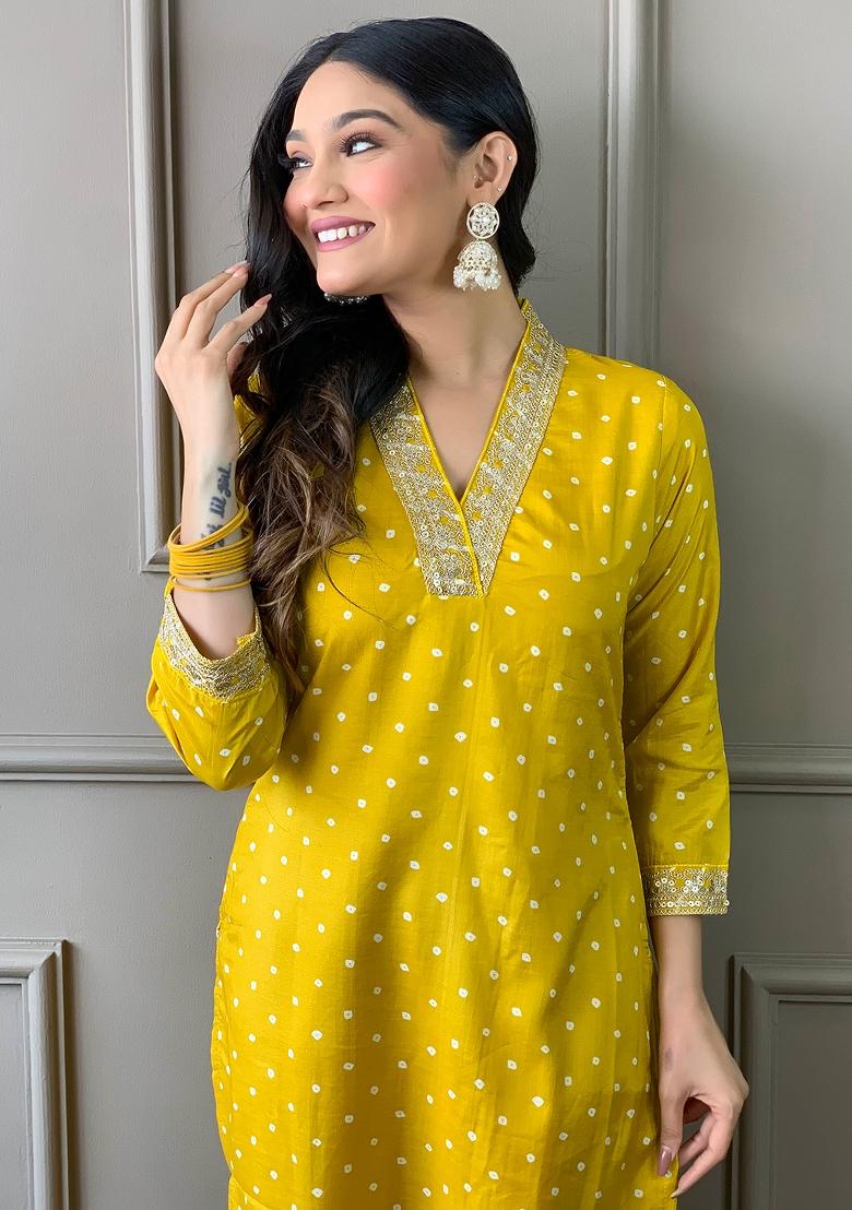 Yellow Embroidererd Vichitra Silk Salwar Kameez With Dupatta
