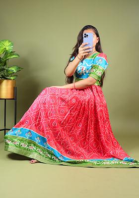 Red Printed Silk Gown