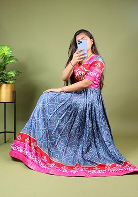 Black Printed Silk Gown