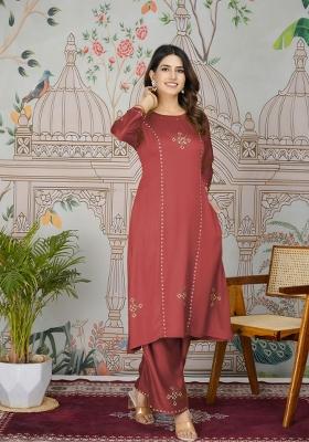 Red Abstract Print Art Silk Salwar Kameez