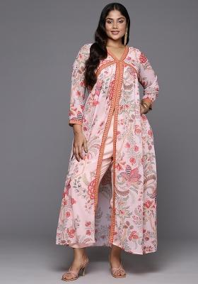 Pink Abstract Print Georgette Salwar Kameez