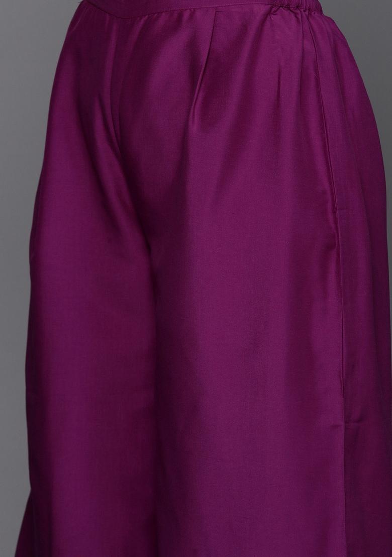 Purple Abstract Print Art Silk Salwar Kameez With Dupatta