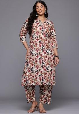 Multi Abstract Print Cotton Salwar Kameez