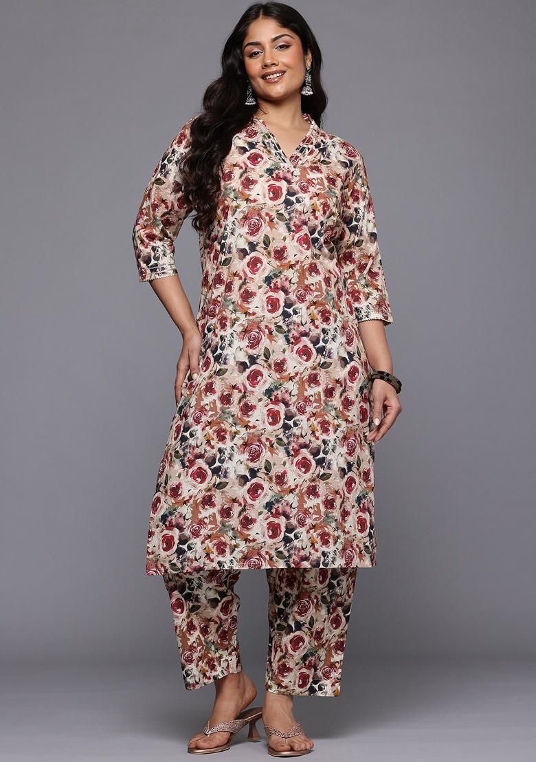 Multi Abstract Print Cotton Salwar Kameez