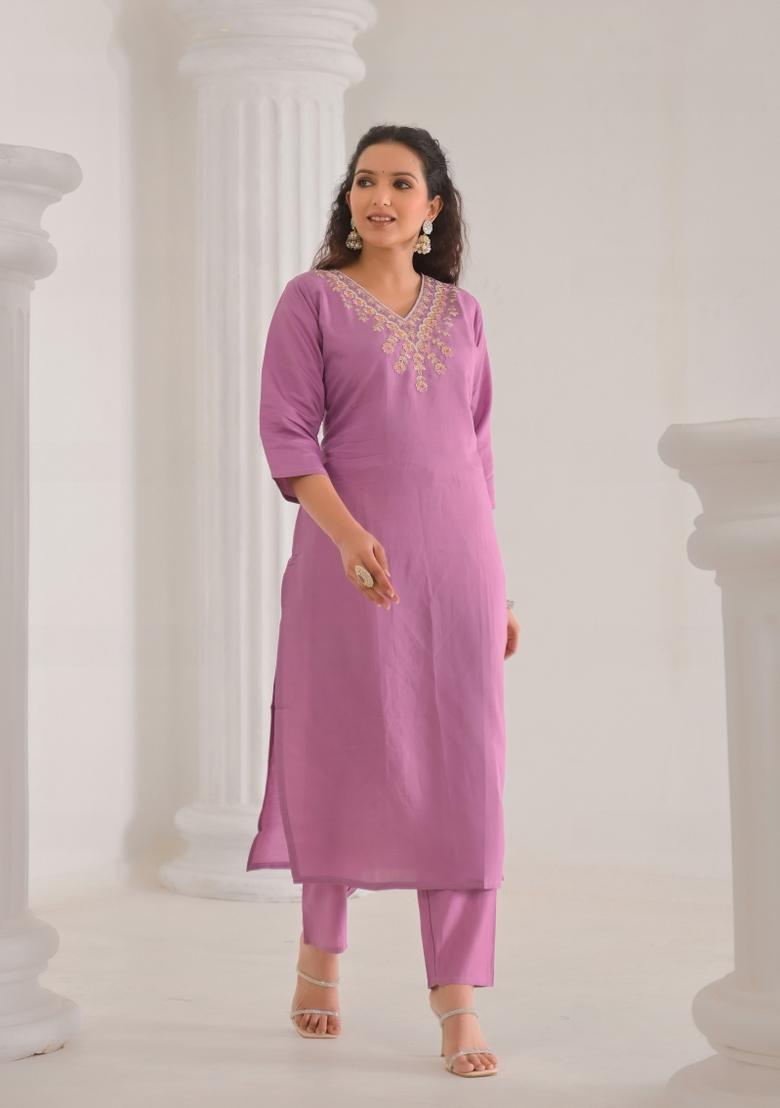 Pink Resham Embroidery Chenderi Salwar Kameez With Dupatta