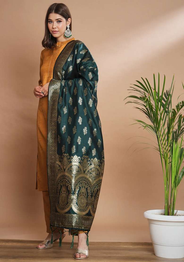 Mustard Yellow Solid Cotton Straight Kurta Set - Indya