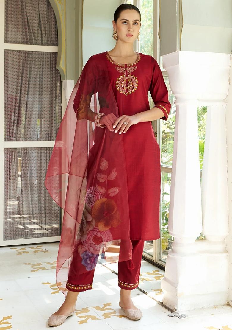 White Embroidered Pure Cotton Salwar Kameez With Dupatta