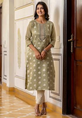 Pista Green Embroidered Silk Blend Salwar Kameez With Dupatta