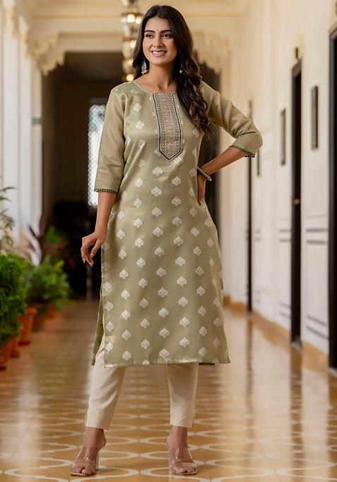 Pista Kurta Silk Chudidaar