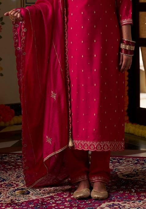 Maroon Sequin Embroidered Silk Salwar Kameez With Dupatta