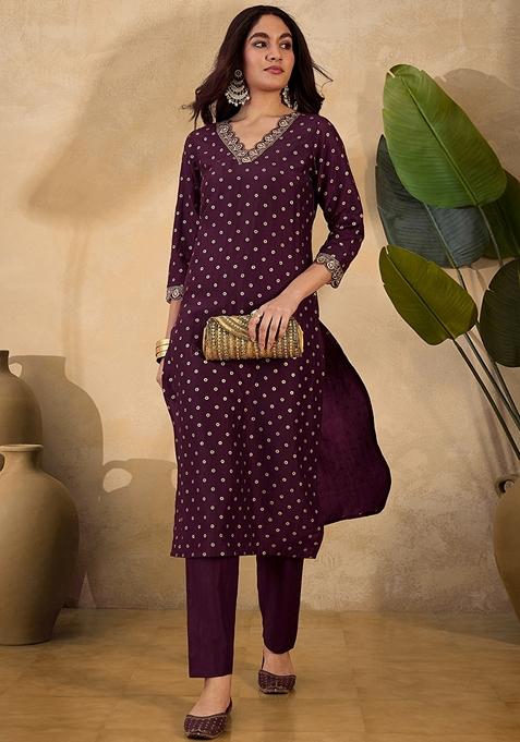 Brown Sequin Embroidered Chinon Salwar Kameez