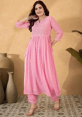 Light Pink Sequin Embroidered Georgette Salwar Kameez