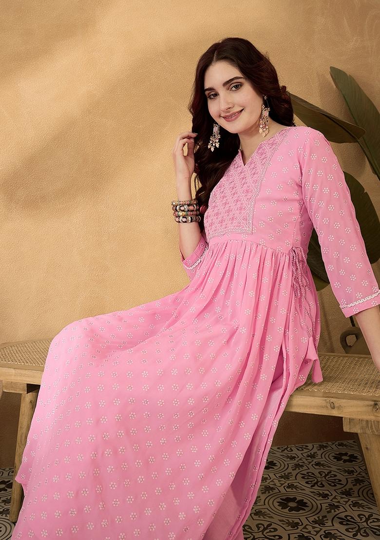 Light Pink Sequin Embroidered Georgette Salwar Kameez
