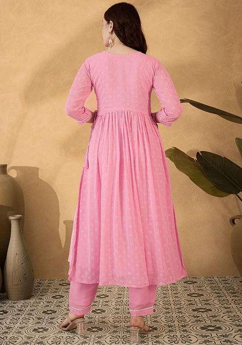 Light Pink Sequin Embroidered Georgette Salwar Kameez