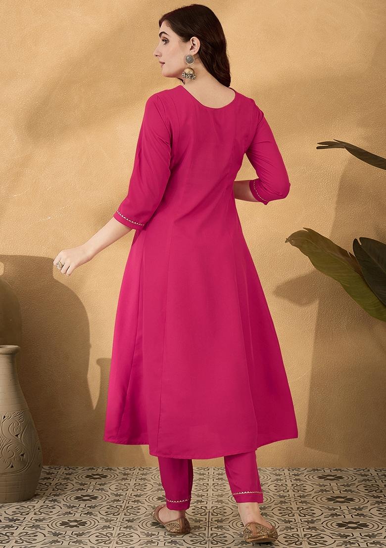 Pink Printed Crepe Salwar Kameez