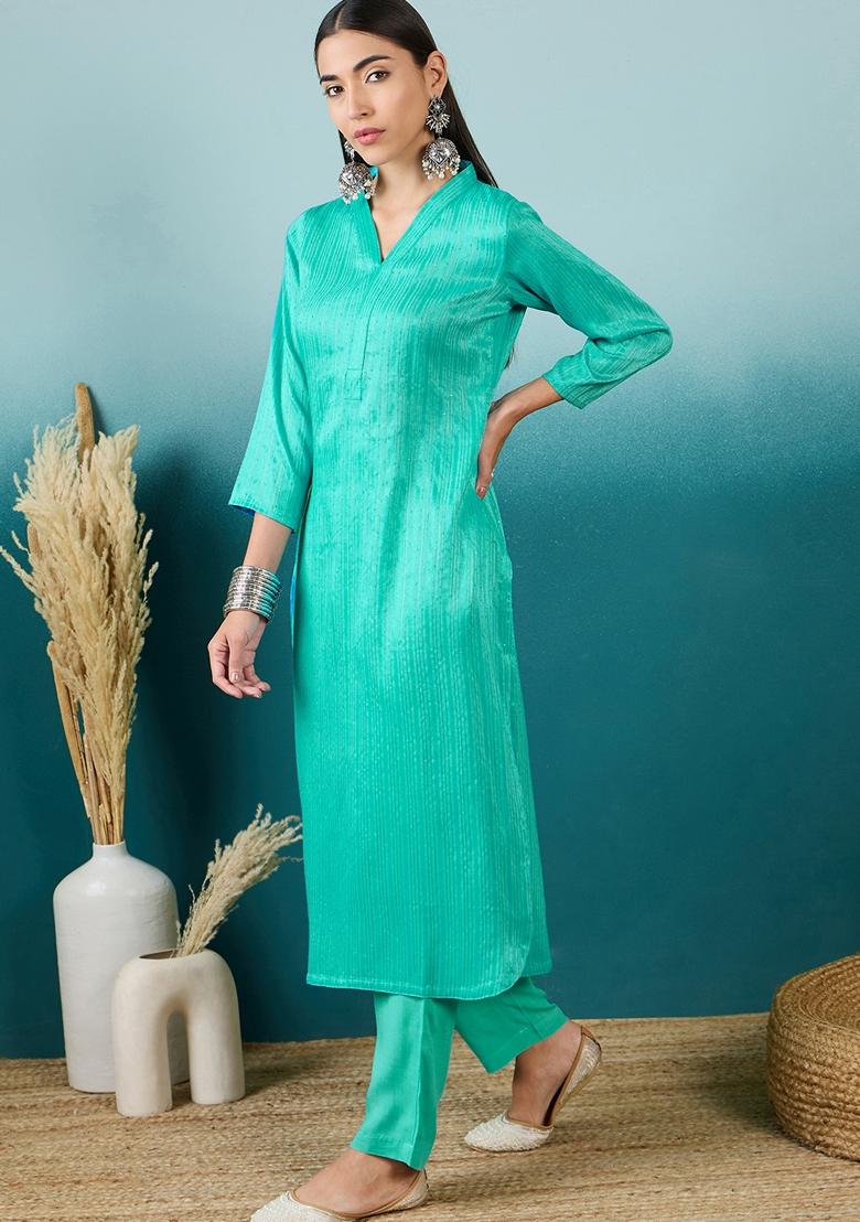 Blue Embroidered Chinon Salwar Kameez