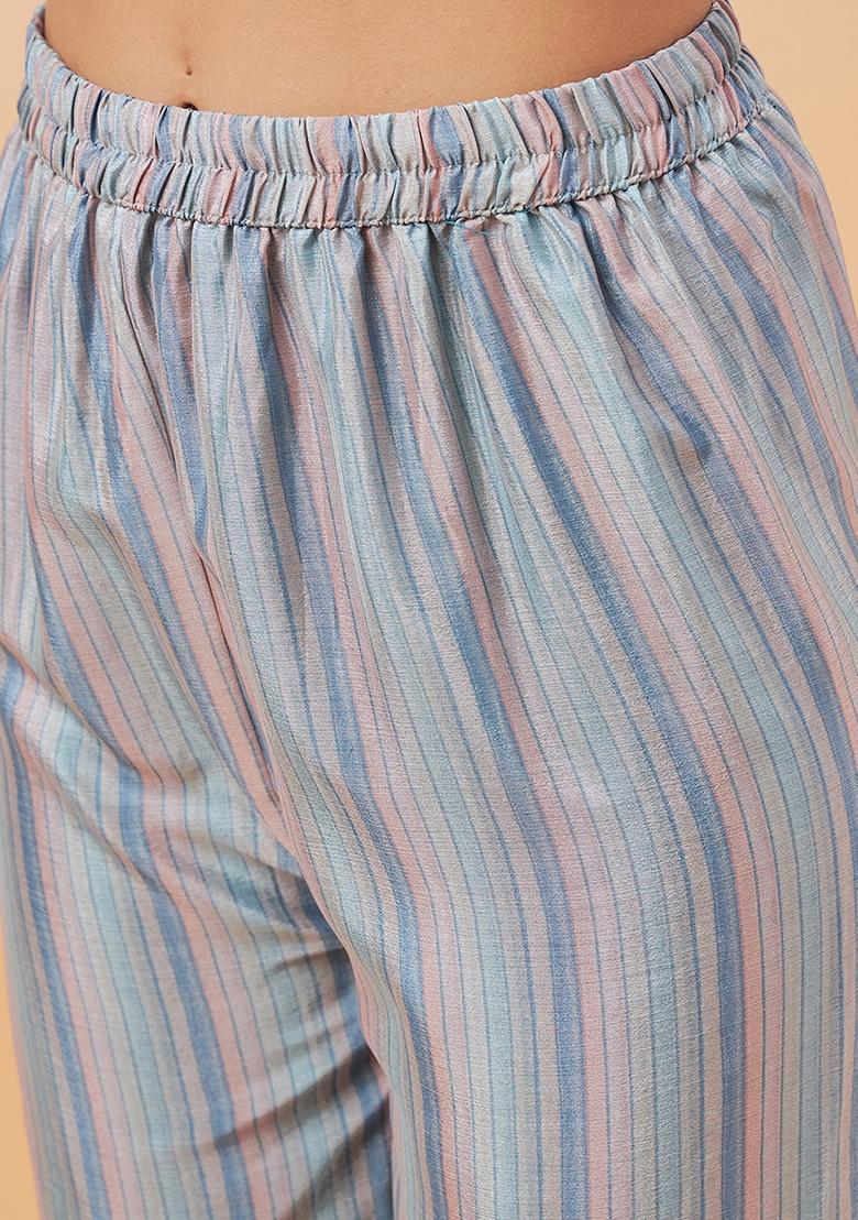 Blue Digital Print Vichitra Salwar Kameez With Dupatta