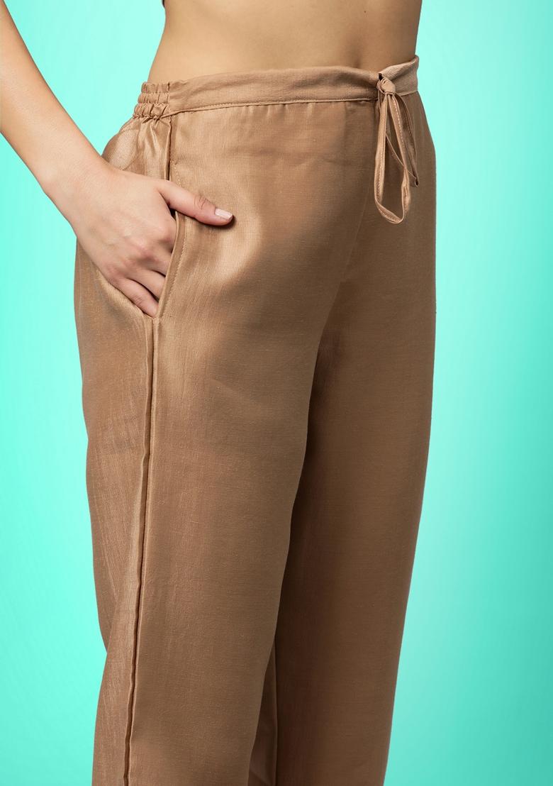 Beige Sequin Embroidered Vichitra Salwar Kameez